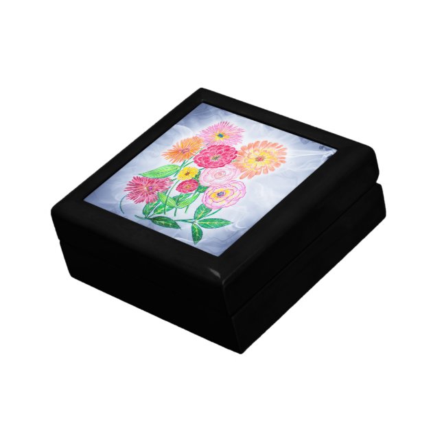 Zinnia Flower Artistic Garden Art Gift Box (Side)