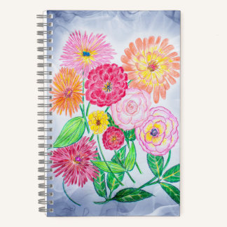 Zinnia Flower Artistic Garden Art Notebook