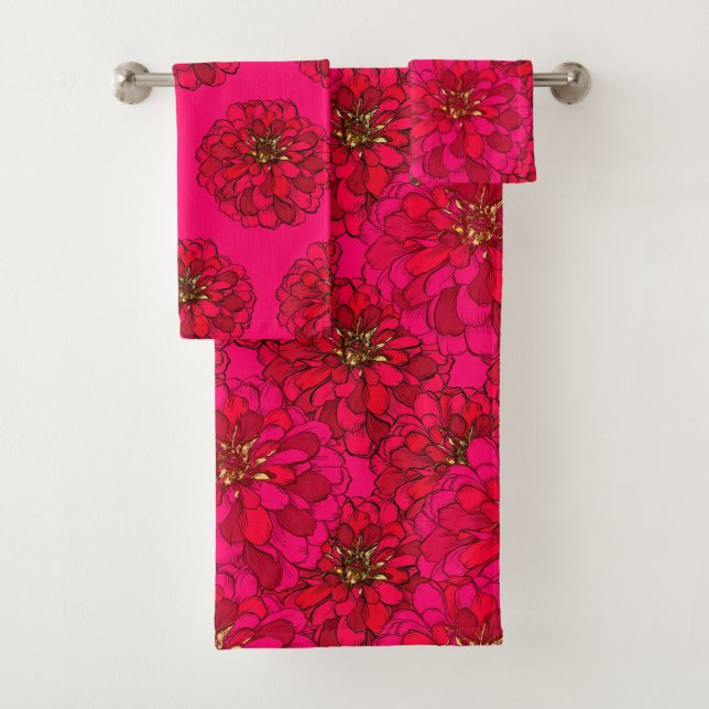 Zinnia Flower Bath Towel Set (Insitu)