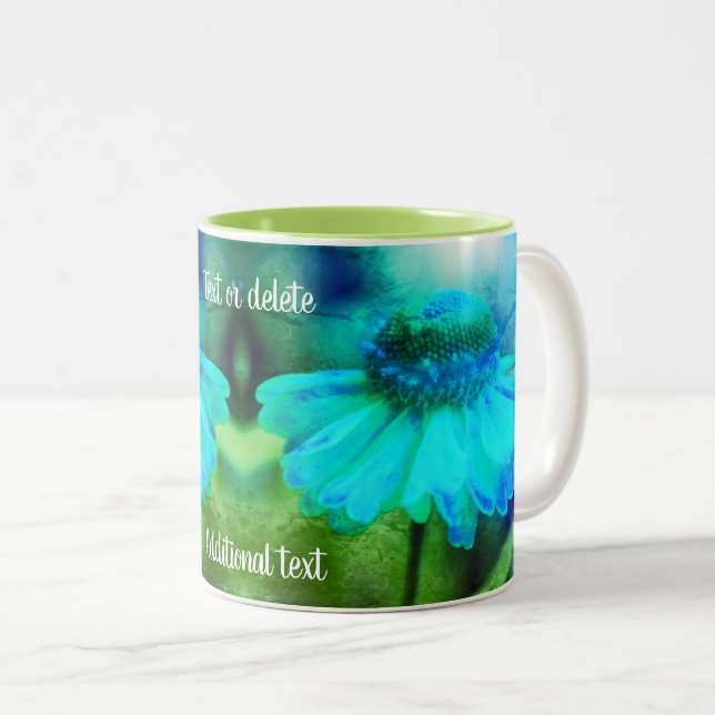 Zinnia Flower Distressed Art Personalized    Two-Tone Coffee Mug (Front Right)