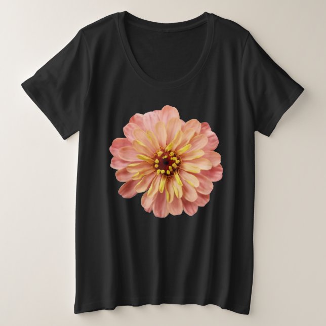 Zinnia Flower Floral Nature Photography Plus Size T-Shirt (Design Front)