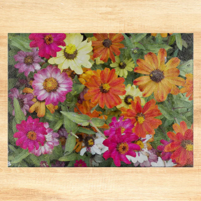 Discover Zinnia Flower Garden Floral Cutting Board