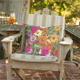 Zinnia Flower Garden Floral Outdoor Pillow