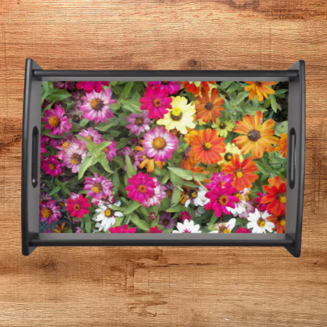 Northwestphotos Zinnia Flower Garden Serving Tray