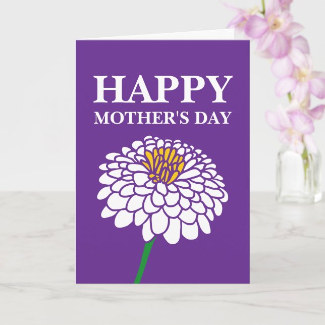 Zinnia flower Happy Mothers Day card for mom (Orchid)