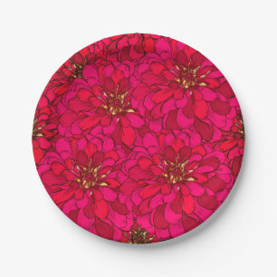 Zinnia Flower Paper Plates
