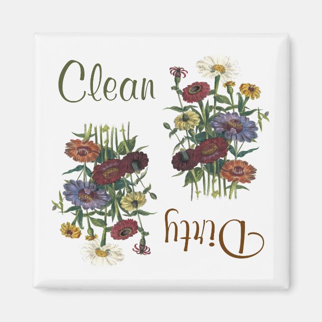 Zinnia Flowers Dishwasher Magnet (Front)
