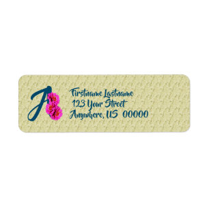Zinnia Flowers Monogram Initial A Address Label
