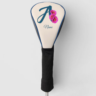 Zinnia Flowers Monogram Initial A Personalized Golf Head Cover