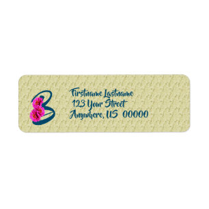 Zinnia Flowers Monogram Initial B Address  Label