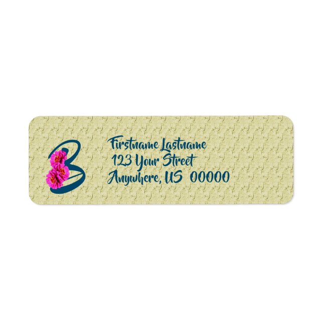 Zinnia Flowers Monogram Initial B Address  Label (Front)