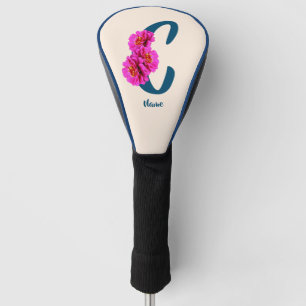 Zinnia Flowers Monogram Initial C Personalized Golf Head Cover