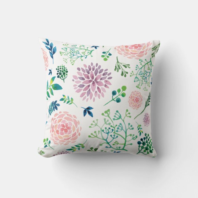 Zinnia Garden Throw Pillow (Front)