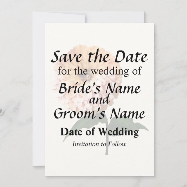 Zinnia In the Spotlight Save The Date (Front)