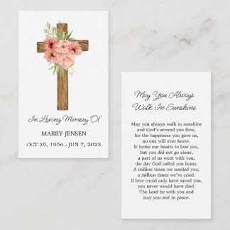 Zinnia Memorial Funeral Prayer Card