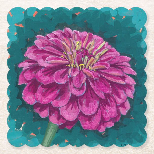 Zinnia Paper Coaster (Front)