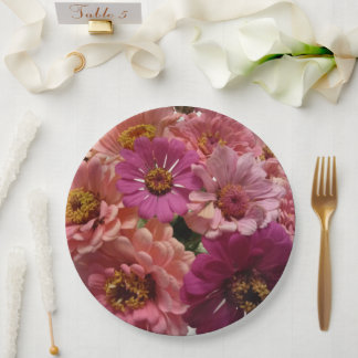 Zinnia Paper Plates for a Garden Party or Event