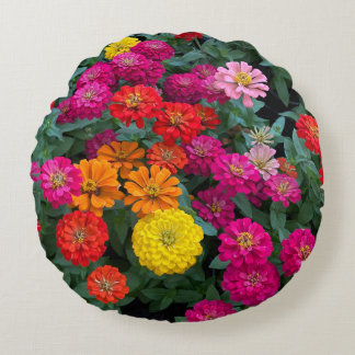 Zinnia Paradise Round Pillow