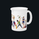 Zinnias and yoga on a porcelain pitcher<br><div class="desc">Hand painted yoga figures with zinnias. The pitcher is perfect for holding a small bouquet of flowers.</div>