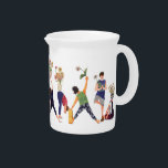 Zinnias and yoga on a porcelain pitcher<br><div class="desc">Hand painted yoga figures with zinnias. The pitcher is perfect for holding a small bouquet of flowers.</div>
