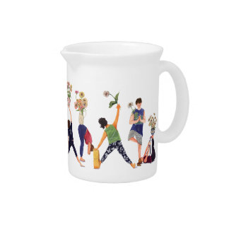 Zinnias and yoga on a porcelain pitcher