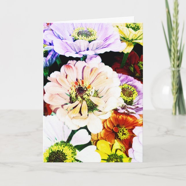 Zinnias Floral front Birthday Card (Front)