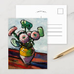 Zinnias | Henry Lyman Saÿen Postcard<br><div class="desc">Zinnias (1909-1912) by American artist Henry Lyman Saÿen. Saÿen was an electrical engineer who also distinguished himself as an abstract artist. In 1906, he became enamored with modern art. Many of his paintings are strongly influenced by the bright colors, abstract forms and rapid brushstrokes of other famous modern artists at...</div>