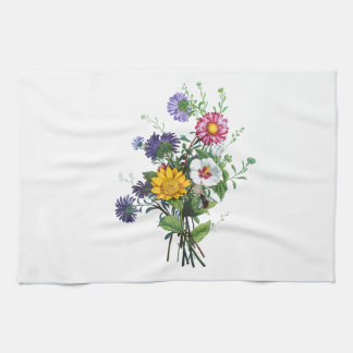 Zinnias, Hollyhocks & Sunflower Bouquet by Prevost Kitchen Towel