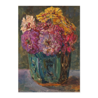 Zinnias in a Green Jar | Floris Verster Cards