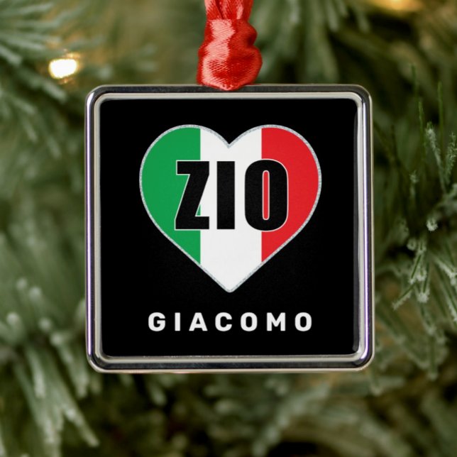 Zio Christmas Italian Flag Heart Ornament (Zio Italian Flag Heart Personalized Buon Natale Ornament)