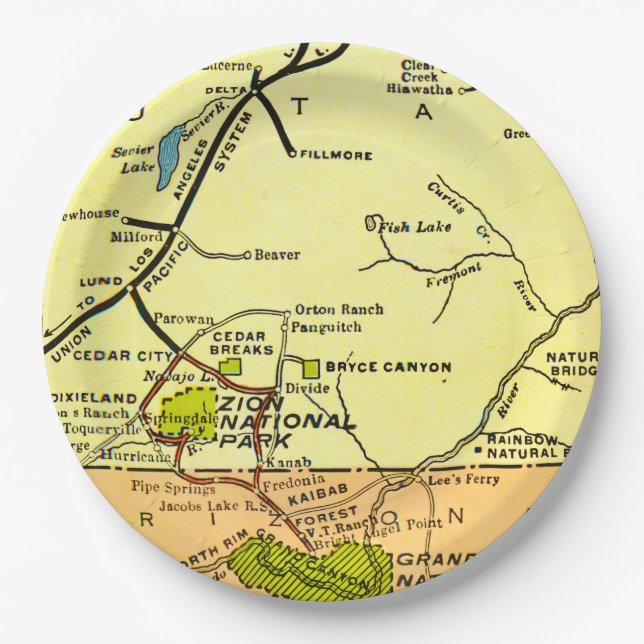 Zion - Bryce - Grand Canyon   Paper Plates (Front)