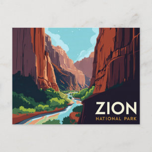 Zion Canyon Narrows Vintage Poster Postcard