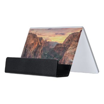 Zion Canyon National Park Desk Business Card Holder by uscanyons at Zazzle