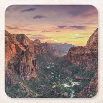 Zion Canyon National Park Square Paper Coaster by uscanyons at Zazzle