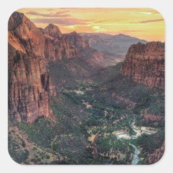 Zion Canyon National Park Square Sticker by uscanyons at Zazzle
