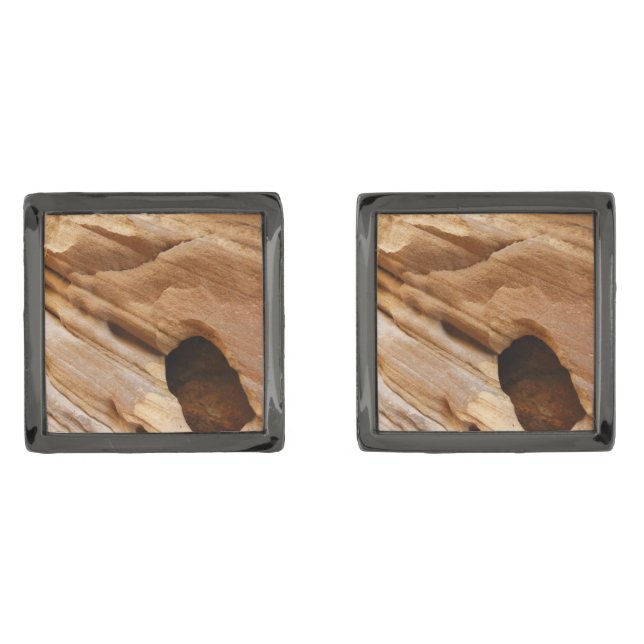 Zion Canyon Wall I Abstract Nature Photography Cufflinks (Front)