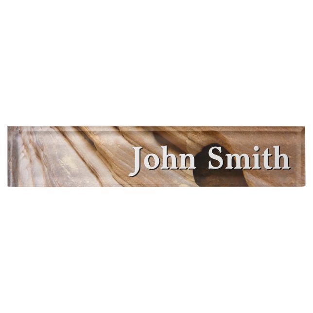 Zion Canyon Wall I Abstract Nature Photography Desk Name Plate (Front)