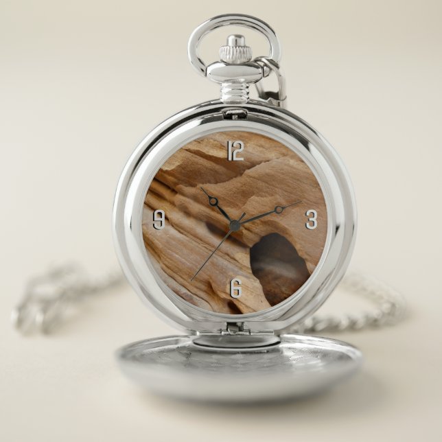 Zion Canyon Wall I Abstract Nature Photography Pocket Watch (Inside)