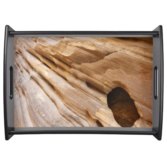 Zion Canyon Wall I Abstract Nature Photography Serving Tray (Front)