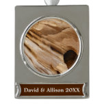 Zion Canyon Wall I Abstract Nature Photography Silver Plated Banner Ornament