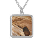 Zion Canyon Wall I Abstract Nature Photography Silver Plated Necklace