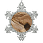Zion Canyon Wall I Abstract Nature Photography Snowflake Pewter Christmas Ornament