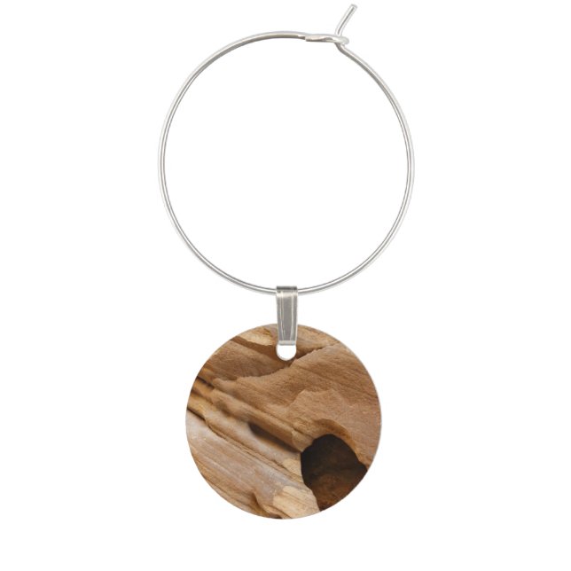 Zion Canyon Wall I Abstract Nature Photography Wine Glass Charm (Front)