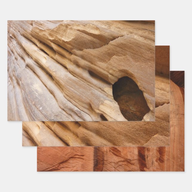 Zion Canyon Wall I Abstract Nature Photography Wrapping Paper Sheets (Set)