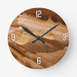 Zion Canyon Wall II Red Rock Abstract Photography Round Clock