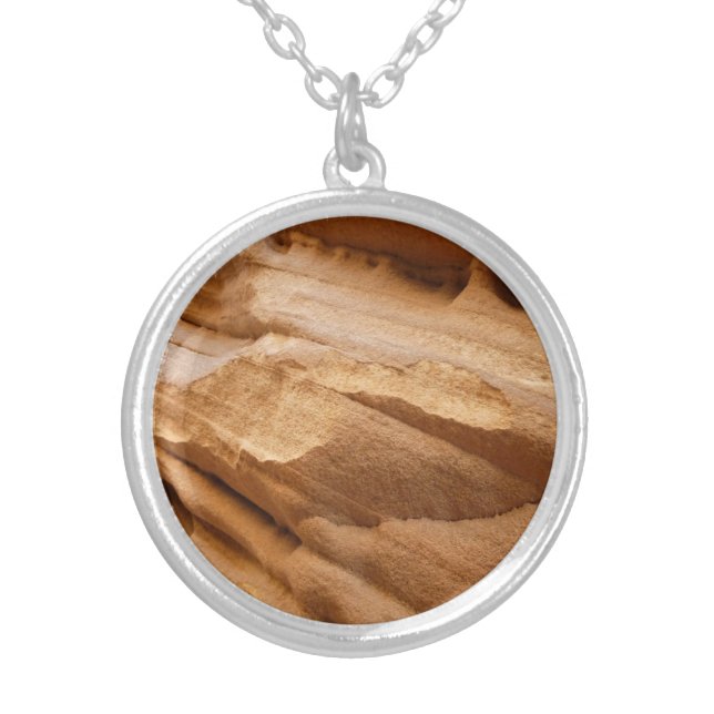 Zion Canyon Wall II Red Rock Abstract Photography Silver Plated Necklace (Front)