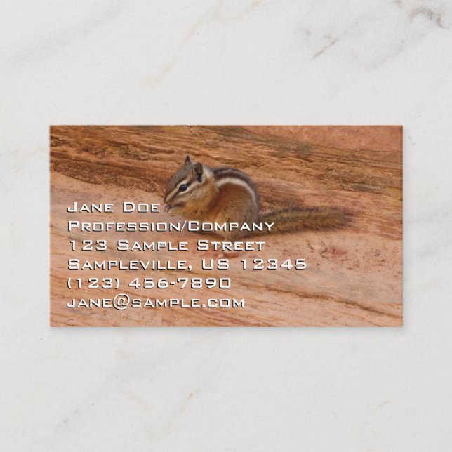 Zion Chipmunk on Red Rocks Business Card (Front)