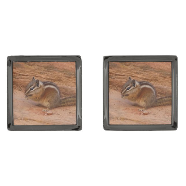 Zion Chipmunk on Red Rocks Cufflinks (Front)