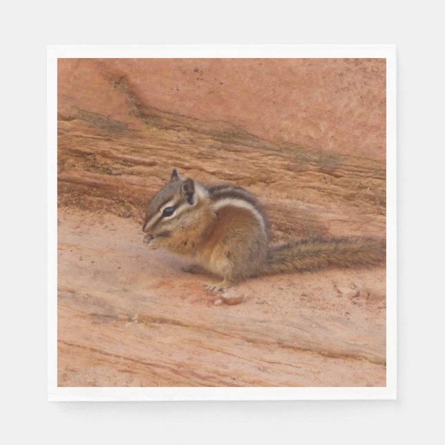 Zion Chipmunk on Red Rocks Napkins (Front)