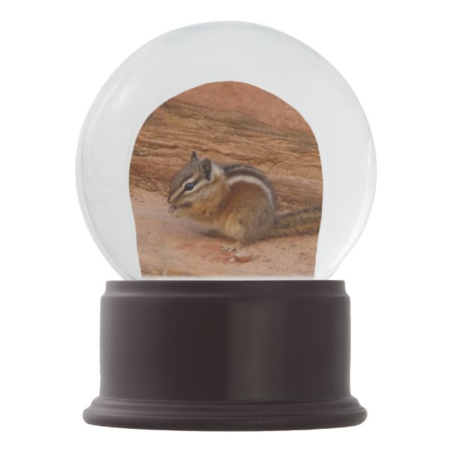 Zion Chipmunk on Red Rocks Snow Globe (Front)